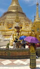 Myanmar Yangon Shwedagon Pagoda Women Umbrella 01