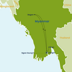 Myanmar Tour Map from to Yangon 01