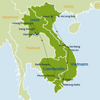 Vietnam Cambodia Laos Tour Map Hanoi to Vientiane 01