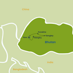 Bhutan Tour Map to from Paro 01
