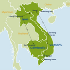 Vietnam Laos Cambodia Tour Map Saigon to Siem Reap 01